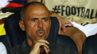 Luis Enrique, en el partido contra el Barcelona en Montjuic