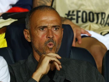 Luis Enrique, en el partido contra el Barcelona en Montjuic