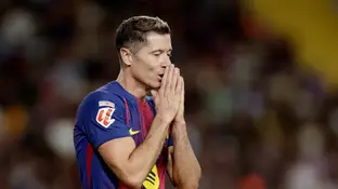 Lewandowski en un partido con el Barça Lewandowski en un partido con el Barça