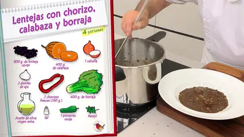 Ingredientes Lentejas con chorizo, calabaza y borraja Ingredientes Lentejas con chorizo, calabaza y borraja