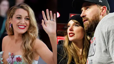 Blake Lively, Taylor Swift y Travis Kelce Blake Lively, Taylor Swift y Travis Kelce