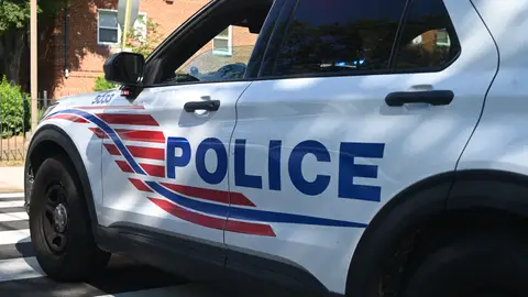 Imagen de archivo de un coche de policía en Estados Unidos Imagen de archivo de un coche de policía en Estados Unidos