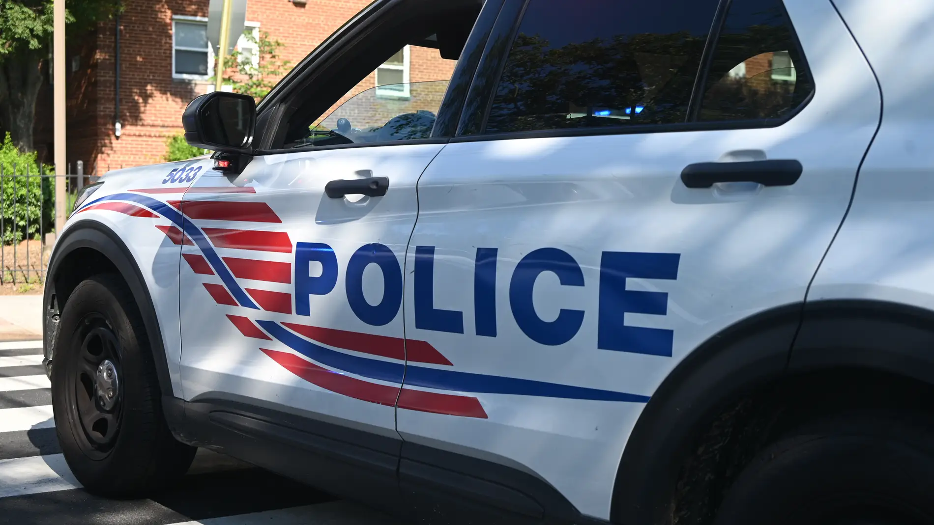 Imagen de archivo de un coche de policía en Estados Unidos Imagen de archivo de un coche de policía en Estados Unidos