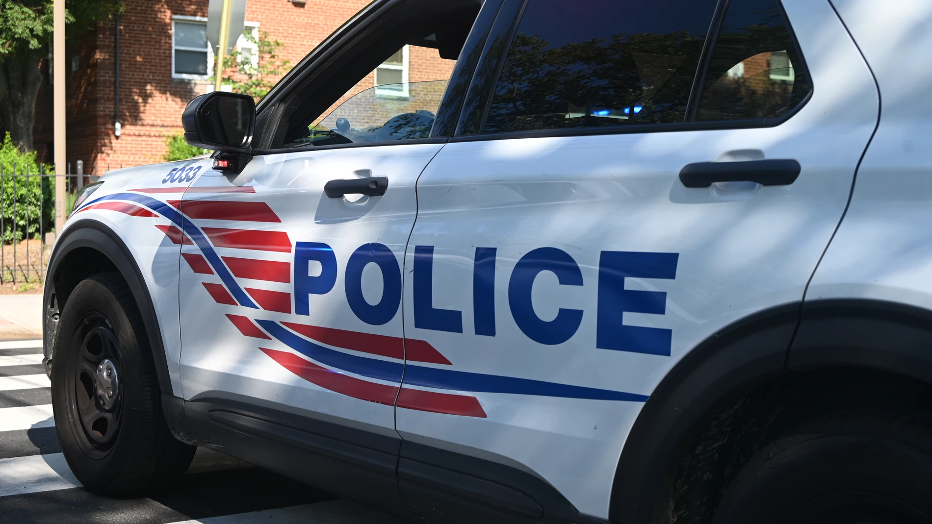 Imagen de archivo de un coche de policía en Estados Unidos Imagen de archivo de un coche de policía en Estados Unidos