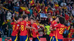 España celebra uno de los goles a Georgia España celebra uno de los goles a Georgia