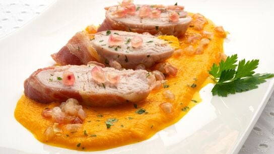 Solomillo de pavo con pur&eacute; de zanahorias asadas, de Argui&ntilde;ano: "Esta receta es muy saludable"