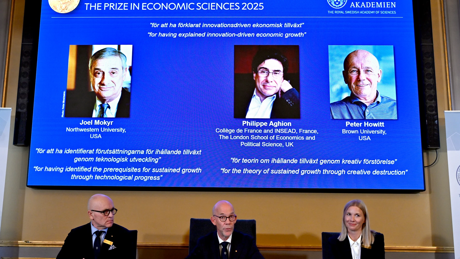 Joel Mokyr, Philippe Aghion y Peter Howitt obtienen el Nobel de Economía Joel Mokyr, Philippe Aghion y Peter Howitt obtienen el Nobel de Economía
