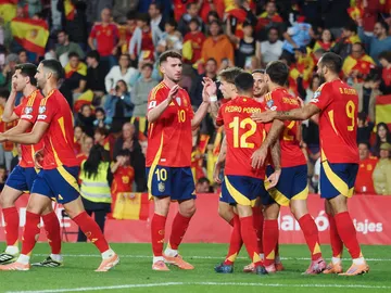 Los jugadores de España celebran un gol ante Bulgaria en Valladolid Los jugadores de España celebran un gol ante Bulgaria en Valladolid