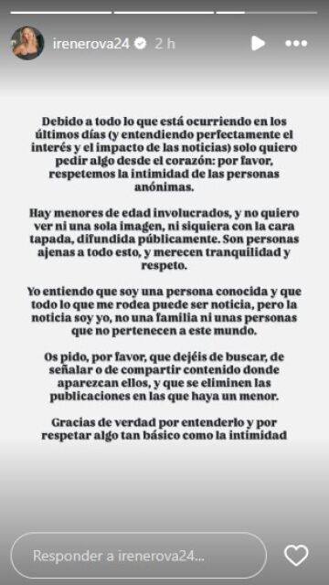 Irene Rosales lanza un comunicado