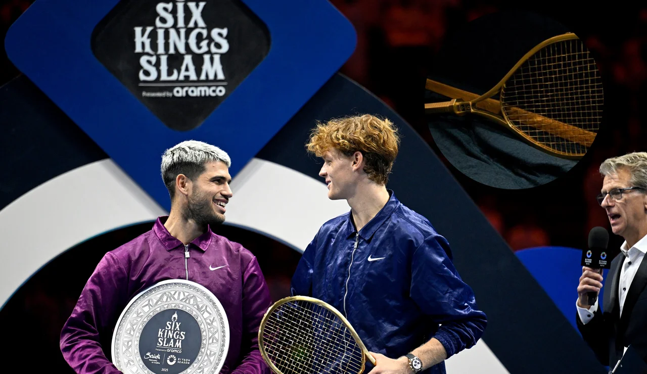 Alcaraz y Sinner tras la final del Six Kings Slam 2025