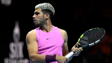 Carlos Alcaraz durante la final del Six Kings Slam Carlos Alcaraz durante la final del Six Kings Slam