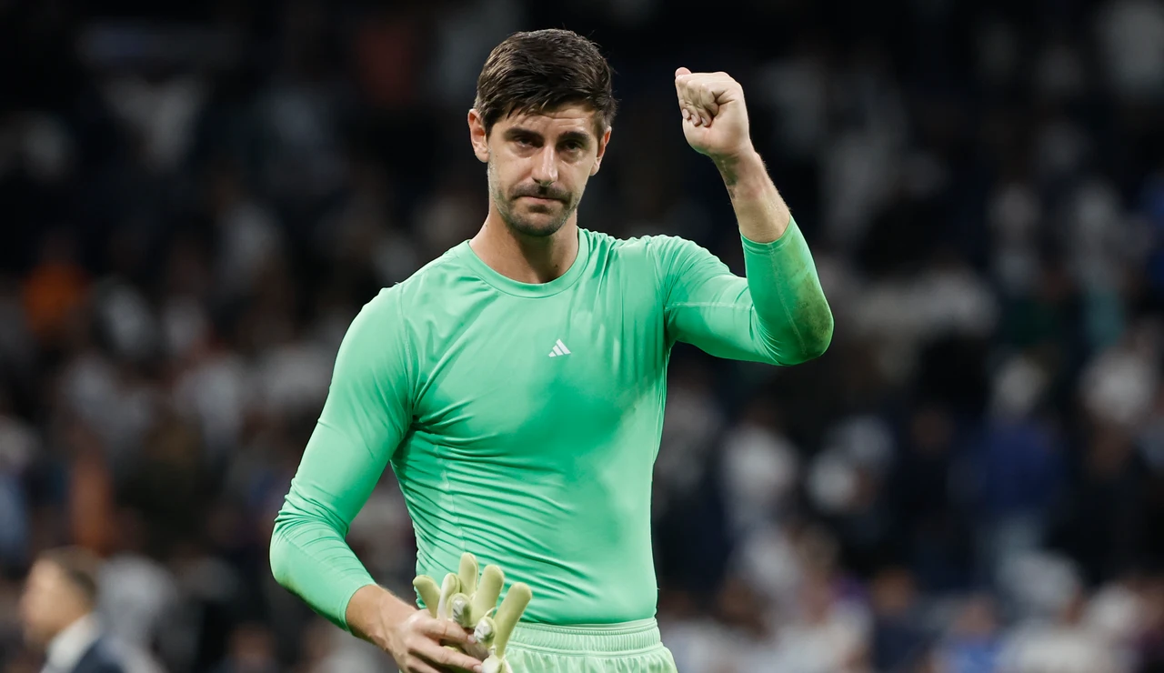 Thibaut Courtois celebra la victoria ante la Juventus