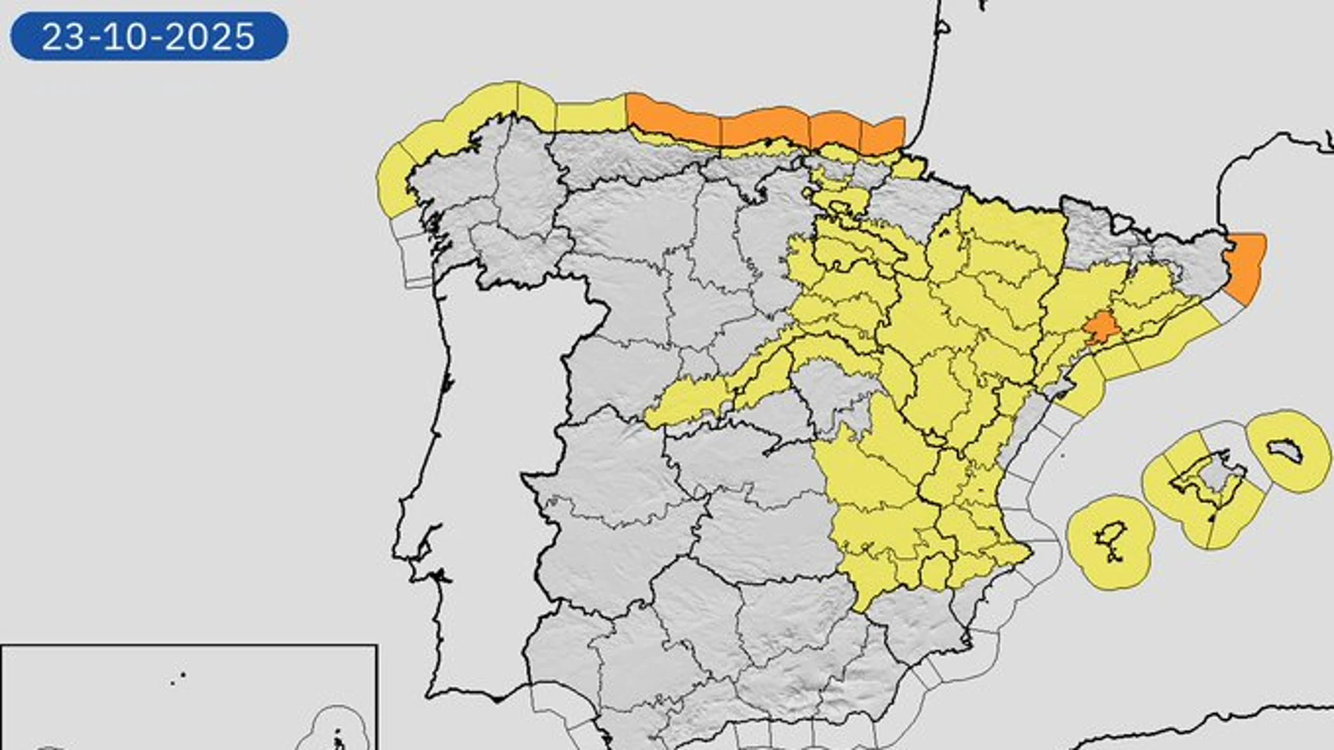 Alerta naranja y amarilla en la Península y Baleares Alerta naranja y amarilla en la Península y Baleares