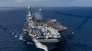 Fotografía cedida por la Marina de los Estados Unidos donde se muestra el USS Gerald R. Ford