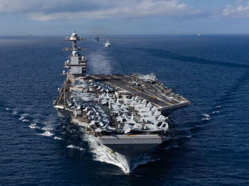 Fotografía cedida por la Marina de los Estados Unidos donde se muestra el USS Gerald R. Ford