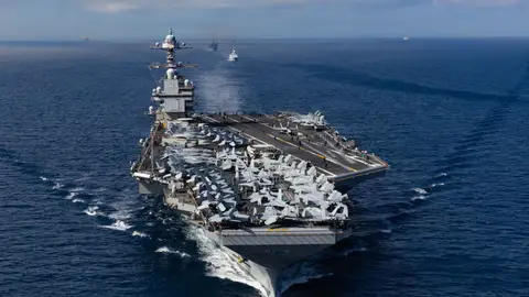Fotografía cedida por la Marina de los Estados Unidos donde se muestra el USS Gerald R. Ford Fotografía cedida por la Marina de los Estados Unidos donde se muestra el USS Gerald R. Ford