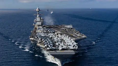 Fotografía cedida por la Marina de los Estados Unidos donde se muestra el USS Gerald R. Ford Fotografía cedida por la Marina de los Estados Unidos donde se muestra el USS Gerald R. Ford