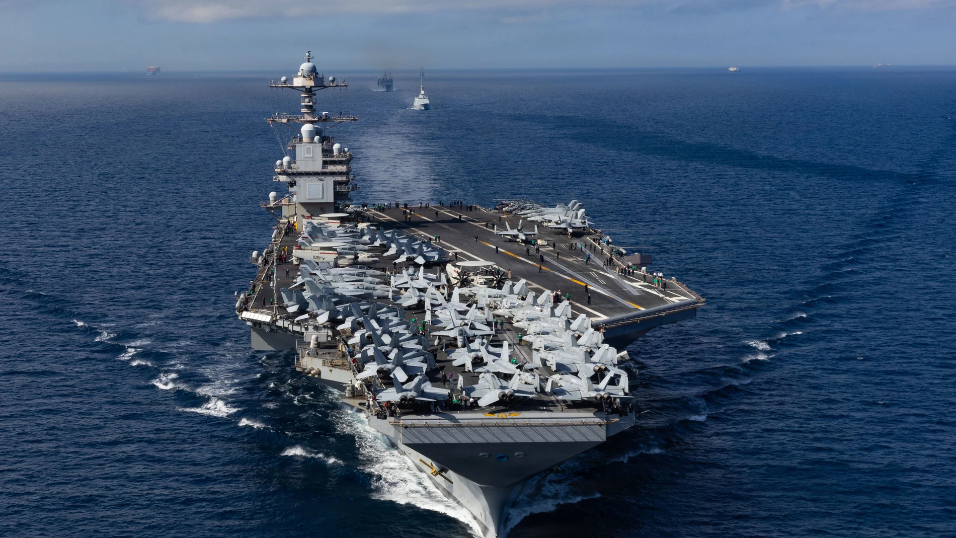 Fotografía cedida por la Marina de los Estados Unidos donde se muestra el USS Gerald R. Ford Fotografía cedida por la Marina de los Estados Unidos donde se muestra el USS Gerald R. Ford
