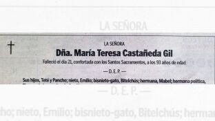 Imagen de la esquela de Mar&iacute;a Teresa Casta&ntilde;eda Gil