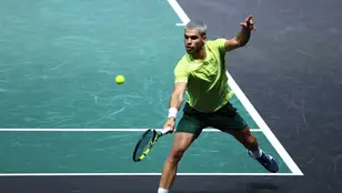 Carlos Alcaraz, en acción ante Cameron Norrie