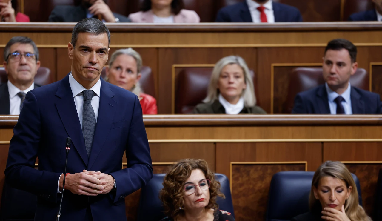 El presidente del Gobierno, Pedro Sánchez, interviene en la sesión de control al Gobierno celebrada este miércoles en el Congreso