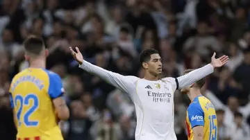 Jude Bellingham celebra su gol ante el Valencia Jude Bellingham celebra su gol ante el Valencia