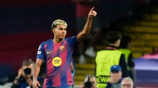 Lamine Yamal durante un partido del Bar&ccedil;a
