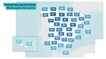 Temperaturas mínimas del 4 de noviembre Temperaturas mínimas del 4 de noviembre