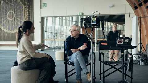 David Trueba y Amaia Salamanca en el rodaje de Siempre es invierno David Trueba y Amaia Salamanca en el rodaje de Siempre es invierno
