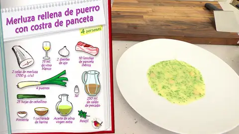 Ingredientes Merluza rellena de puerro con costra de panceta Ingredientes Merluza rellena de puerro con costra de panceta