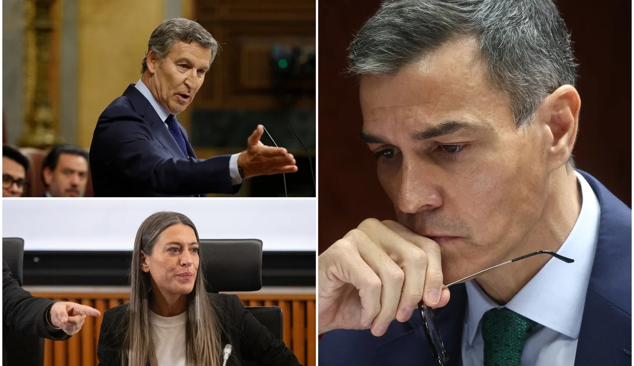 Núñez Feijóo, Miriam Nogueras y Pedro Sánchez