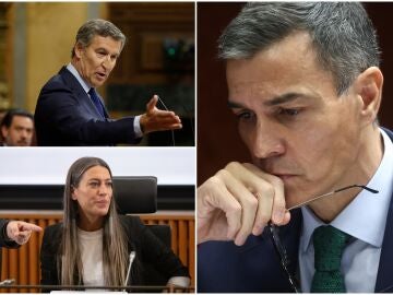 Núñez Feijóo, Miriam Nogueras y Pedro Sánchez