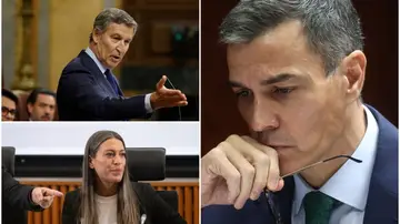 Núñez Feijóo, Miriam Nogueras y Pedro Sánchez Núñez Feijóo, Miriam Nogueras y Pedro Sánchez