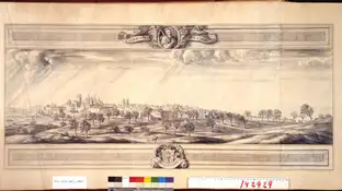 Ejemplo de vista española realizada por Pier Maria Baldi: panorámica de Santiago de Compostela. Ejemplo de vista española realizada por Pier Maria Baldi: panorámica de Santiago de Compostela.