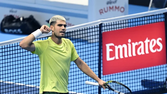 Carlos Alcaraz celebra un punto ante Fritz en las Nitto ATP Finals Carlos Alcaraz celebra un punto ante Fritz en las Nitto ATP Finals