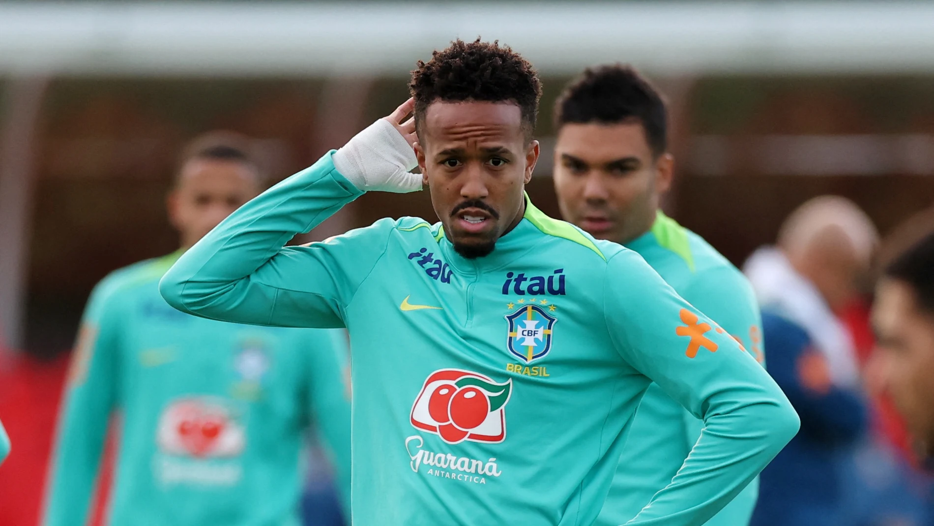 Éder Militao, en un entrenamiento de la selección brasileña Éder Militao, en un entrenamiento de la selección brasileña