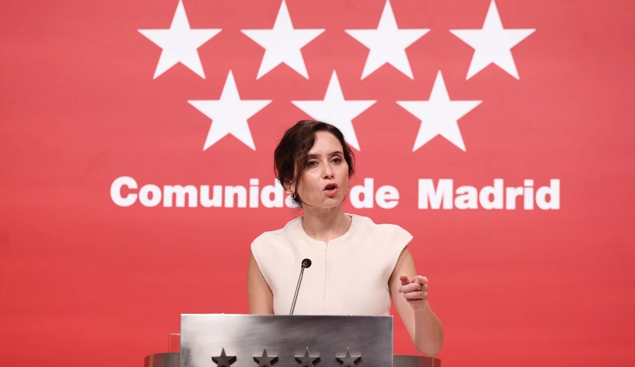 Imagen de Ayuso en su comparecencia sobre la condena al fiscal general