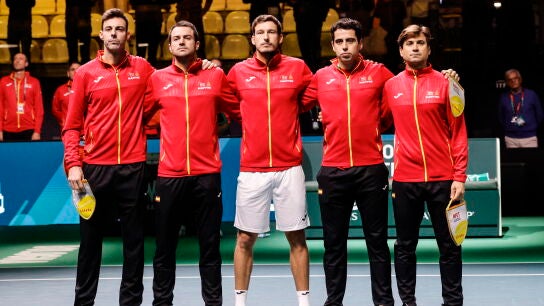 El equipo espa&ntilde;ol de Copa Davis en Bolonia
