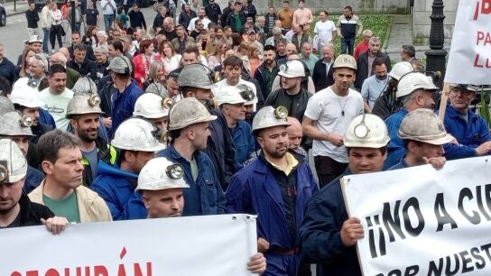 Protesta de los trabajadores de la mina de Vega de Rengos en Oviedo el pasado mes de mayo.