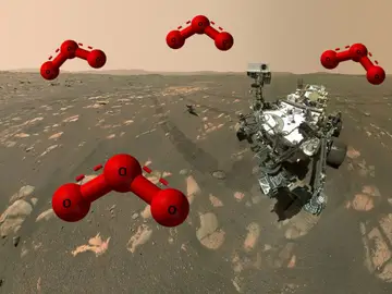 Imagen del róver Perseverance de la NASA en Marte, en la que se han incluido moléculas de ozono. Imagen del róver Perseverance de la NASA en Marte, en la que se han incluido moléculas de ozono.