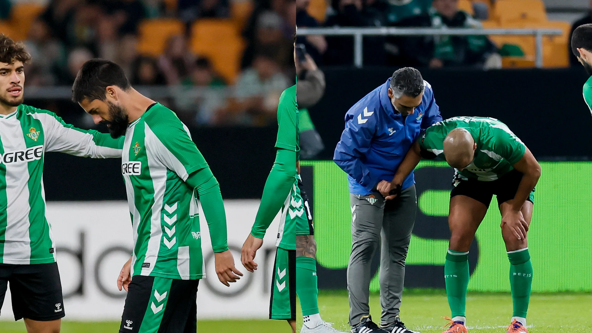 Isco y Amrabat se duelen tras la acción en el Villamarín frente al Utrecht Isco y Amrabat se duelen tras la acción en el Villamarín frente al Utrecht