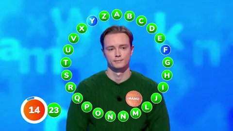 Manu asalta El Rosco: rompe el empate, se queda a dos del bote y manda a Rosa a la Silla Azul Manu asalta El Rosco: rompe el empate, se queda a dos del bote y manda a Rosa a la Silla Azul