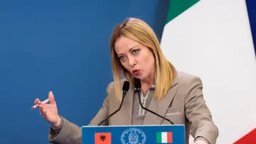 La primera ministra italiana, Giorgia Meloni, durante una conferencia de prensa con el primer ministro albanés en Roma, Italia, el 13 de noviembre de 2025 La primera ministra italiana, Giorgia Meloni, durante una conferencia de prensa con el primer ministro albanés en Roma, Italia, el 13 de noviembre de 2025