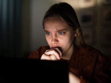 Una joven ante el ordenador