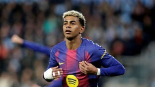 Lamine Yamal, en un partido de Liga con el Barcelona