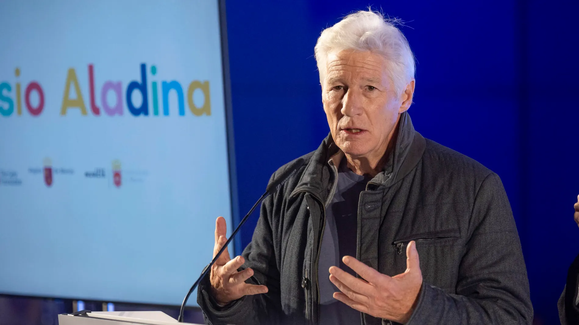 Imagen del actor estadounidense Richard Gere durante el acto de Fundación Aladina Imagen del actor estadounidense Richard Gere durante el acto de Fundación Aladina