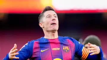 Lewandowski en un partido con el Barça Lewandowski en un partido con el Barça
