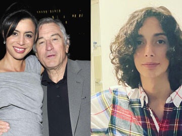 Drena y su padre Robert De Niro junto a una imagen de Leandro De Niro Rodr&iacute;guez