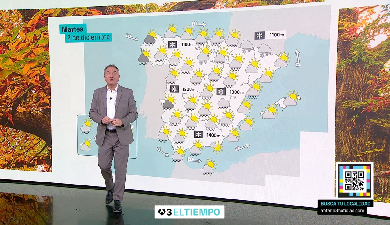 El tiempo del martes 2 de diciembre