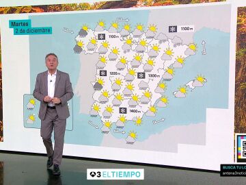 El tiempo del martes 2 de diciembre